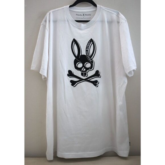Psycho Bunny Men's Sz 8 US 2XL White Serge Embroidered Graphic Tee Shirt - Picture 1 of 6